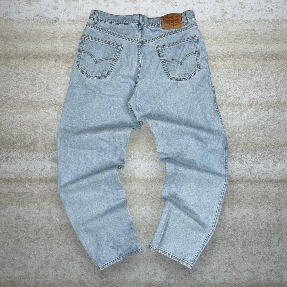 Vintage 90s Levis Jeans 550 36x32 Relaxed Fit Light Wash Denim Paper Tag Cotton